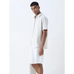 ETA by Westside Beige Self-Striped Relaxed-Fit Cotton Shirt-picture-10