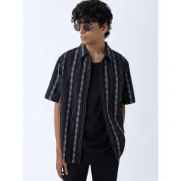 ETA by Westside Black Embroidered Relaxed-Fit Cotton Shirt-picture-40