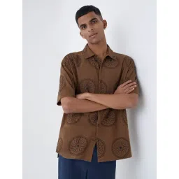 ETA by Westside Brown Floral Relaxed-Fit Cotton Shirt-picture-34
