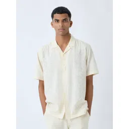 ETA by Westside Cream Embroidered Relaxed-Fit Cotton-Blend Shirt-picture-40