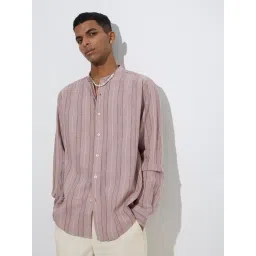 ETA by Westside Dusty Pink Stripe Pattern Relaxed-Fit Cotton Shirt-picture-24