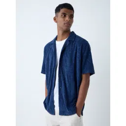 ETA by Westside Navy Paisley Design Relaxed-Fit Cotton-Blend Shirt-picture-33