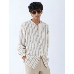 ETA by Westside Off-White Stripe Design Relaxed-Fit Cotton-Blend Shirt-picture-21