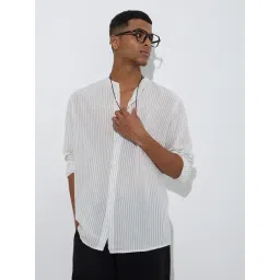 ETA by Westside Off-White Stripe Patterned Relaxed-Fit Cotton Shirt-picture-38