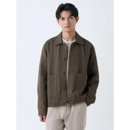 ETA by Westside Olive Textured Relaxed-Fit Cotton Jacket-picture-25