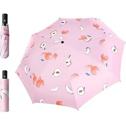 etailista Fruit Printed Mini Umbrella - Portable Manual Open 3 Fold Stylish Compact Windproof Travel Umbrella for Women, Lightweight Pocket Friendly Folding Chhata for Rain & Sun Protection(Pink)-picture-18