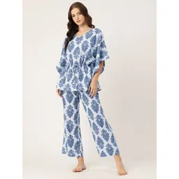 ETC Ethnic Motifs Printed Pure Cotton Kaftan Night Suit-picture-17