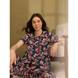 ETC Floral Printed Peter Pan Collar Lace Inserts Night suit-picture-29