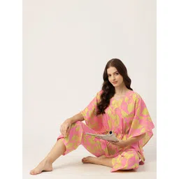 ETC Floral Printed Pure Cotton Kaftan Night Suit-picture-41