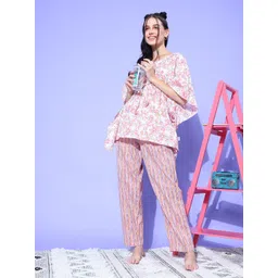 ETC Floral Printed Pure Cotton Night Suit-picture-36