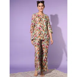 ETC Floral Printed Pure Cotton Night Suit-picture-10