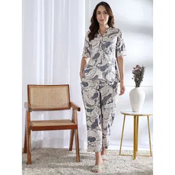 ETC Floral Printed Pure Cotton Shirt With Pyjamas-picture-25