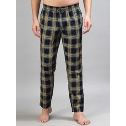 ETC Men Checked Pure Cotton Mid-Rise Lounge Pants-picture-35