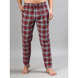 ETC Men Checked Pure Cotton Mid-Rise Lounge Pants-picture-26