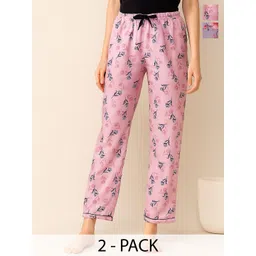 ETC Pack Of 2 Printed Mid-Rise Lounge Pants-picture-30