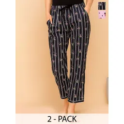 ETC Pack Of 2 Women Printed High-Rise Lounge Pants-picture-18