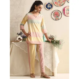ETC Striped Cotton Round Neck Top With Trousers Co-Ords-picture-11