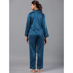 ETC  Teal Lapel Collar Long Sleeves Night suit image 4