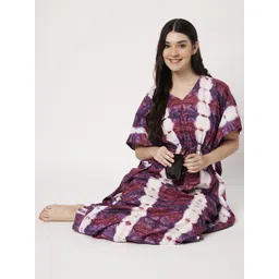 ETC Tie & Dye Dyed Pure Cotton Maxi Kaftan Nightdress-picture-13
