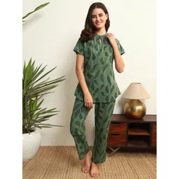 ETC Women Ethnic Motifs Printed Top Pyjamas Pure Cotton Night suit-picture-23