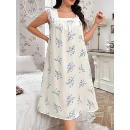 ETC Women Floral Printed Square Neck Sleeveless Midi Nightdress-picture-38