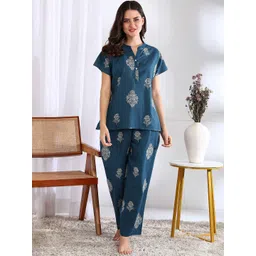 ETC Women Floral Printed Top & Pyjamas Night suit-picture-21