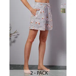 ETC Women Pack of 2 High-Rise Graphic Printed Cotton Lounge Shorts-picture-37