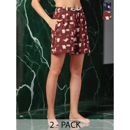 ETC Women Pack of 2 High-Rise Printed Lounge Shorts-picture-22