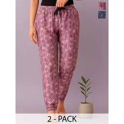 ETC Women Pack Of 2 Printed High-Rise Lounge Pants-picture-15