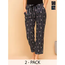 ETC Women Pack Of 2 Printed High-Rise Lounge Pants-picture-10
