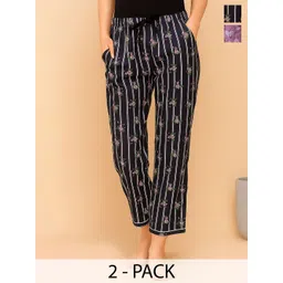 ETC Women Pack Of 2 Printed High-Rise Lounge Pants-picture-16