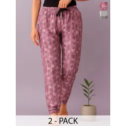 ETC Women Pack Of 2 Printed High-Rise Lounge Pants-picture-27