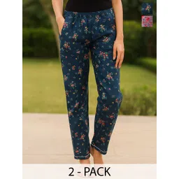 ETC Women Pack Of 2 Printed High-Rise Straight Lounge Pants-picture-36