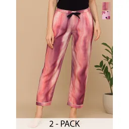 ETC Women Pack Of 2 Printed Mid-Rise Lounge Pants-picture-27