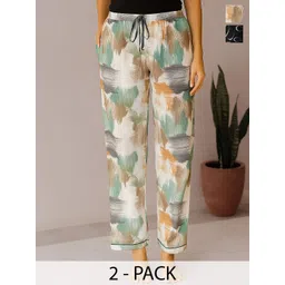 ETC Women Pack Of 2 Printed Mid-Rise Lounge Pants-picture-32