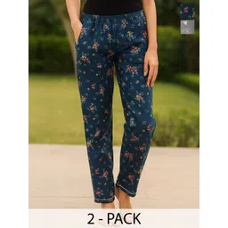 ETC Women Pack Of 2 Printed Mid-Rise Lounge Pants-picture-35