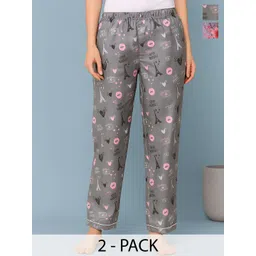 ETC Women Pack of 2 Printed Mid-Rise Lounge Pants-picture-36