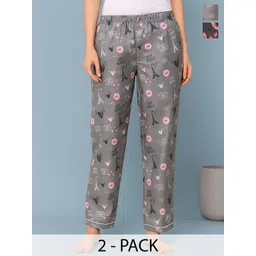 ETC Women Pack Of 2 Printed Mid-Rise Lounge Pants-picture-40