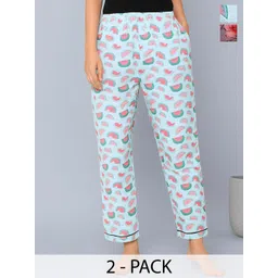 ETC Women Pack Of 2 Printed Mid-Rise Lounge Pants-picture-41