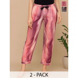 ETC Women Pack Of 2 Printed Mid-Rise Straight Lounge Pants-picture-14