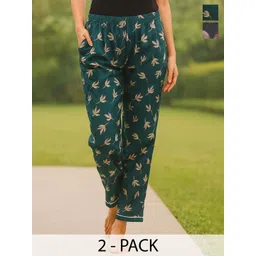 ETC Women Pack Of 2 Printed Mid-Rise Straight Lounge Pants-picture-10