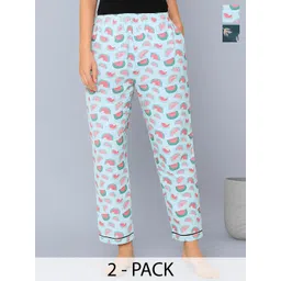 ETC Women Pack Of 2 Printed Mid-Rise Straight Lounge Pants-picture-21