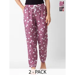 ETC Women Pack Of 2 Printed Mid-Rise Straight Lounge Pants-picture-17