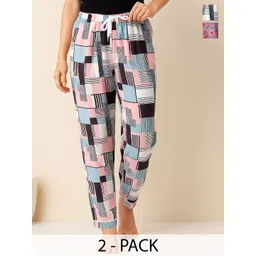ETC Women Pack Of 2 Printed Mid-Rise Straight Lounge Pants-picture-19