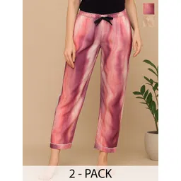 ETC Women Pack Of 2 Printed Mid-Rise Straight Lounge Pants-picture-15