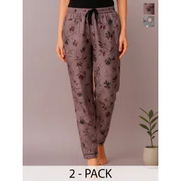 ETC Women Pack Of 2 Printed Mid-Rise Straight Lounge Pants-picture-16