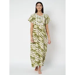 ETC Women Printed Pure Cotton Maxi Nightdress-picture-24