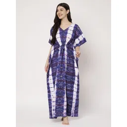 ETC Women Pure Cotton Tie and Dye Printed Maxi Nightdress-picture-11