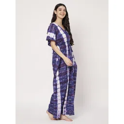 ETC Women Pure Cotton Tie and Dye Printed Maxi Nightdress image 4