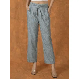 ETC X D To D Life Style Women Striped Cotton Regular Fit Belted Detail Trousers-picture-28